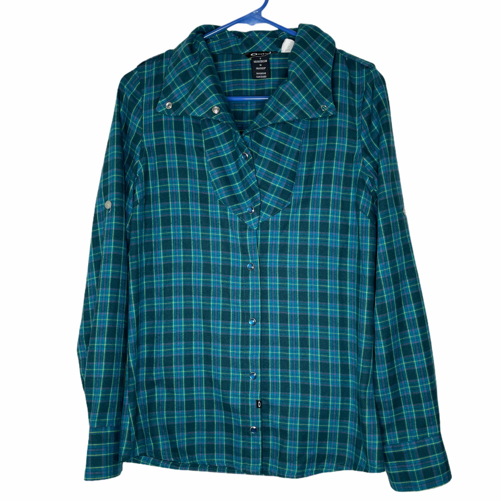 Oakley Cairn Flannel Forest Green Plaid Button Up